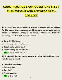 Addiction Practice Exam Questions and Answers