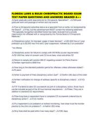 FLORIDA LAWS & RULES CHIROPRACTIC BOARD EXAM TEST PAPER QUESTIONS AND ANSWERS GRADED A++