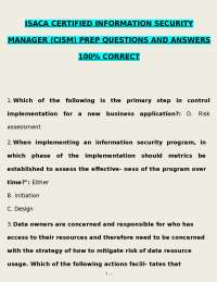 CISM Exam Prep: Questions and Answers for Information Security Managers