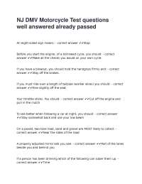 NJ DMV Motorcycle Test Questions and Answers
