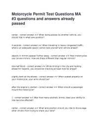 Motorcycle Permit Test Questions and Answers