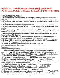 Parker Tri 3 – Public Health Exam II Study Guide Water Purification, Pollution, Disease Ou