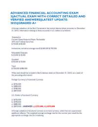 Advanced Financial Accounting Exam Questions and Answers