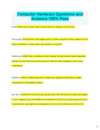 2025 Computer Hardware Questions and Answers 100% Pass RAM fast-access memory that is