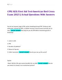 CPR/AED/First Aid Exam Questions and Answers