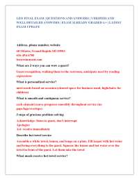 LEO Restaurant Final Exam Q&A: Service and Menu Knowledge