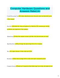 2025 Computer Hardware Questions and Answers Rated A+ Central Processing Unit a silico