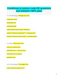 2025 Conditions in python code HS questions and answers 100% pass 4.1.4: Fix This Progra