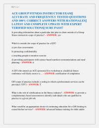 ACE Group Fitness Instructor Exam: Questions and Answers