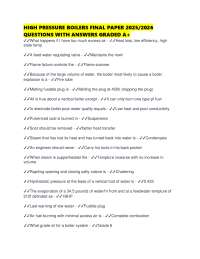 HIGH PRESSURE BOILERS FINAL PAPER 2025/2026 QUESTIONS WITH ANSWERS GRADED A+
