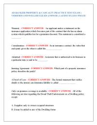 Property & Casualty Insurance Practice Test with Verified Answers