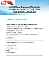 CS 7643 Master Exam Bank | Quiz 1,2& 3 (Questions & Answers) | 2025/2026 Update | 100% Cor
