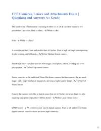 Camera Lenses and Attachments Exam Questions and Answers
