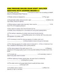 HIGH PRESSURE BOILERS EXAM SCRIPT 2025/2026 QUESTIONS WITH ANSWERS GRADED A+