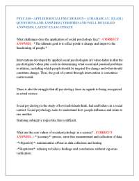 Applied Social Psychology Exam Questions and Answers