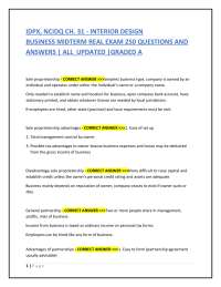 Interior Design Business Midterm Exam: 250 Q&A for NCIDQ CH. 31