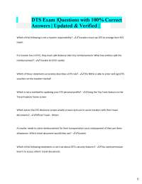 DTS Exam Questions and Answers: Updated and Verified