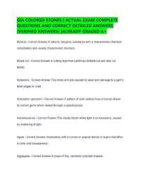 GIA COLORED STONES | ACTUAL EXAM COMPLETE QUESTIONS AND CORRECT DETAILED ANSWERS (VERIFIED