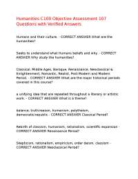 Humanities C100 Objective Assessment 107 Questions with Verified Answers,100%CORRECT