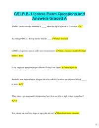 2025 CSLB B- License Exam Questions and Answers Graded A A ladder should extend a minimu