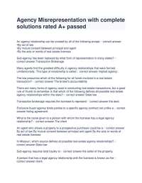 Agency Misrepresentation Practice Questions and Solutions