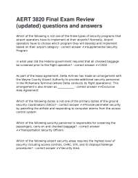 AERT 3820 Final Exam Review: Airport Security Questions and Answers