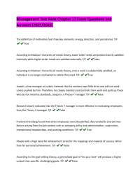 Management Test Bank: Chapter 17 Exam Questions and Answers