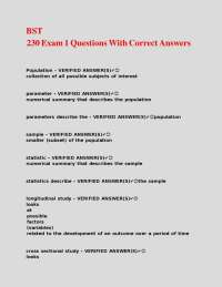 BST 230 Exam 1 Questions With Correct Answers