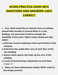 NCIDQ IDFX Practice Exam Questions and Answers