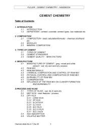 Cement Chemistry Handbook: Composition, Types, and Manufacturing