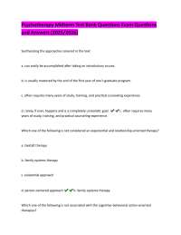 Psychotherapy Midterm Exam Questions and Answers