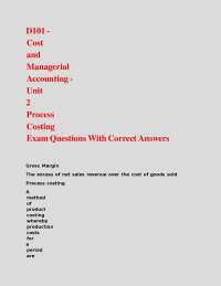 Process Costing Exam Questions with Answers