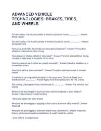 Advanced Vehicle Technologies: Brakes, Tires, and Wheels - Q&A
