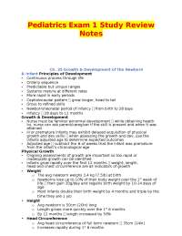 Pediatrics Exam 1 Study Review: Newborn & Infant Development