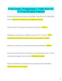 2025 Final Exam: Progression: Field Tech III - IV Final Already Passed The open system i