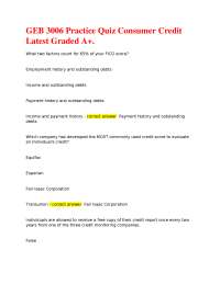 Consumer Credit Practice Quiz: GEB 3006
