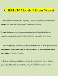 CHEM 210 Module 7 Exam Questions and Answers