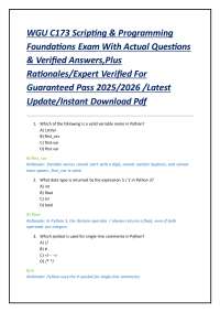 WGU C173 Scripting & Programming Foundations Exam With Actual Questions & Verified Answers