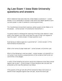 Ag Law Exam 1: Iowa State University - Questions and Answers