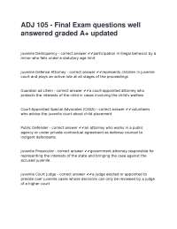 Juvenile Delinquency Final Exam Q&A