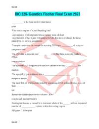 BIO 325- Genetics Fischer Final Exam 2025