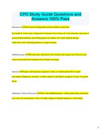 2025 CPO Study Guide Questions and Answers 100% Pass Optometrist State-licensed indepe
