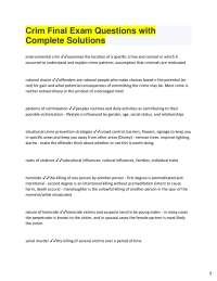 Criminology Final Exam Questions and Solutions