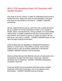 Humanities Exam Questions and Verified Answers
