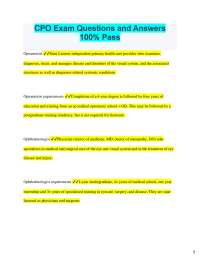 2025 CPO Exam Questions and Answers 100% Pass Optometrist State License independent pr