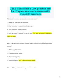 2025 CSLB Contractor's Law practice test Part 2 questions and answers with complete solu