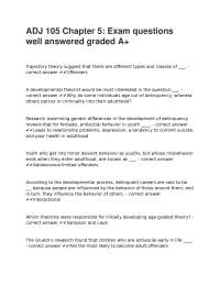 Criminology Exam Questions and Answers: Trajectory and Developmental Theories