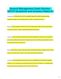 2025 General Management Exam Review – NOCTI Questions and Answers Rated A+ management