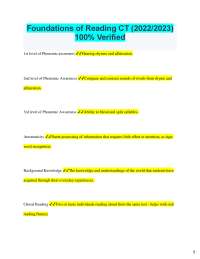 2025 Foundations of Reading CT 100% Verified 1st level of Phonemic awareness
