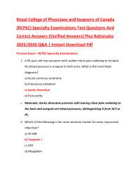 RCPSC Specialty Examinations: Practice Questions and Verified Answers